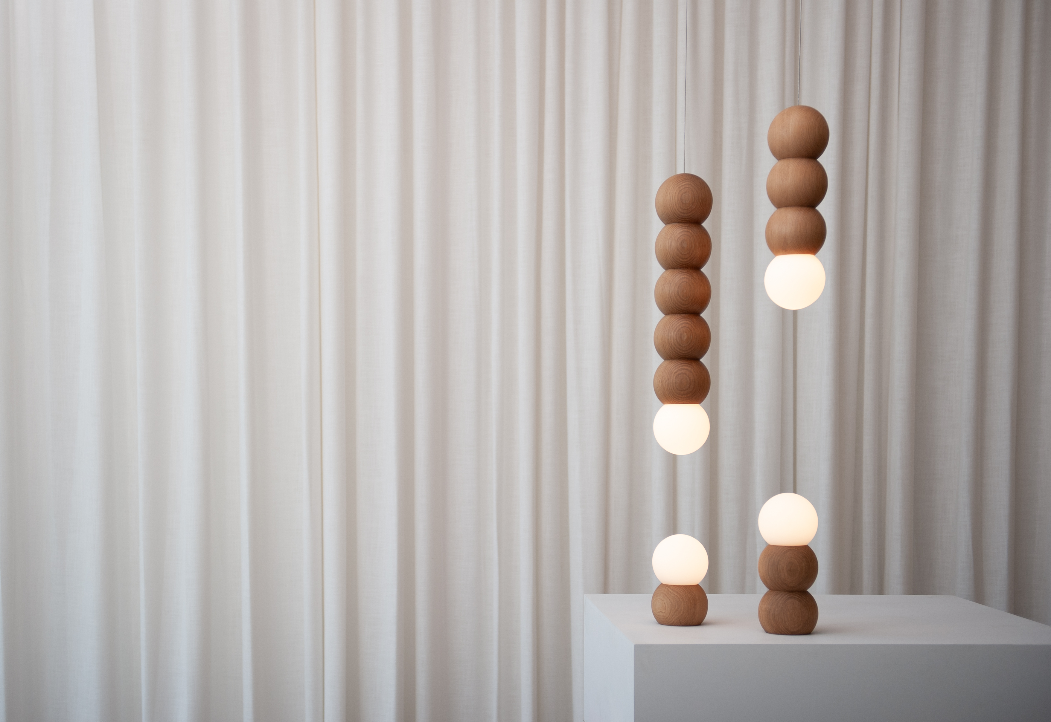 STALA Pendant (White Oak | Natural) and STALA Portable Table Lamp (White Oak | Natural)