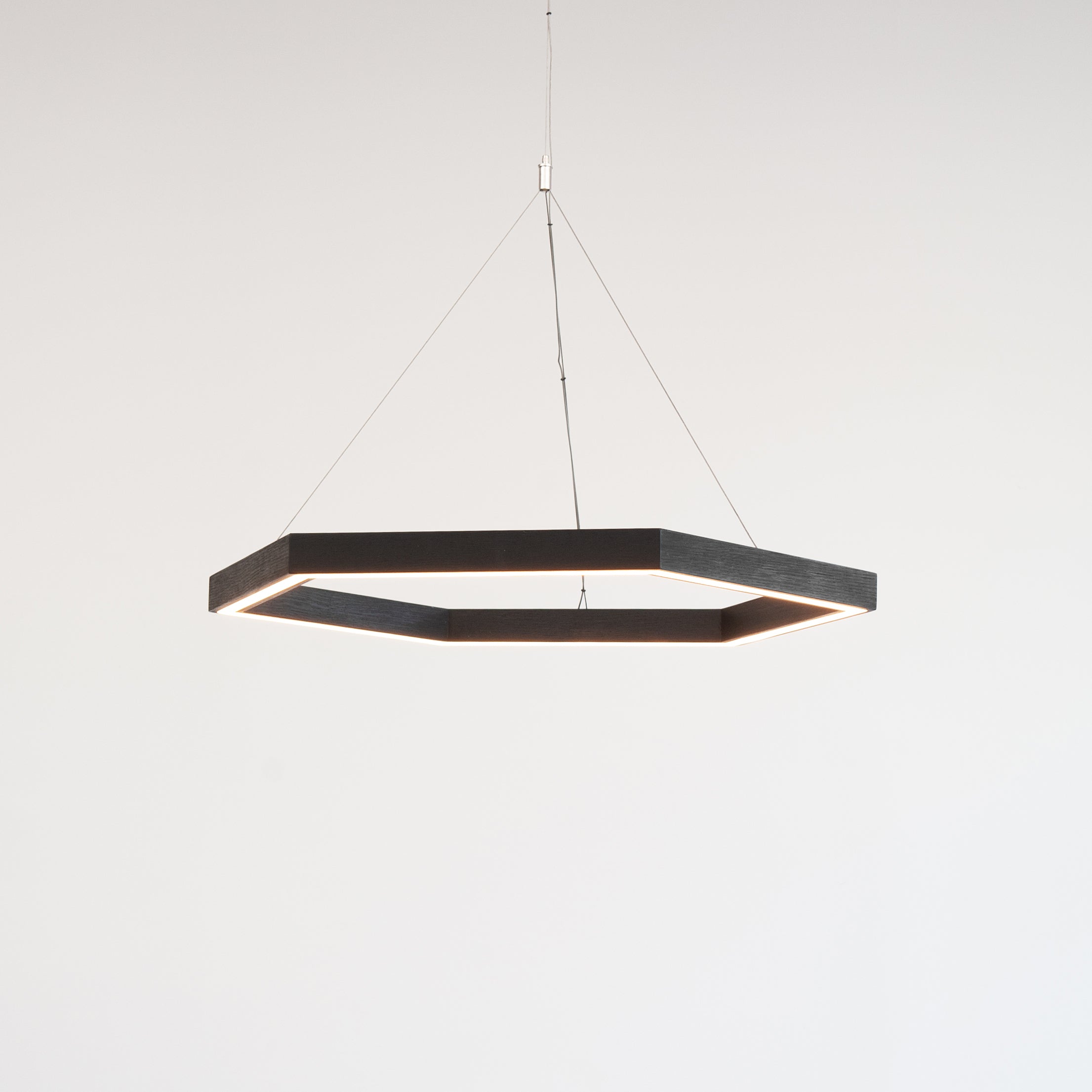 hollis morris hexagon chandelier w.oak black on