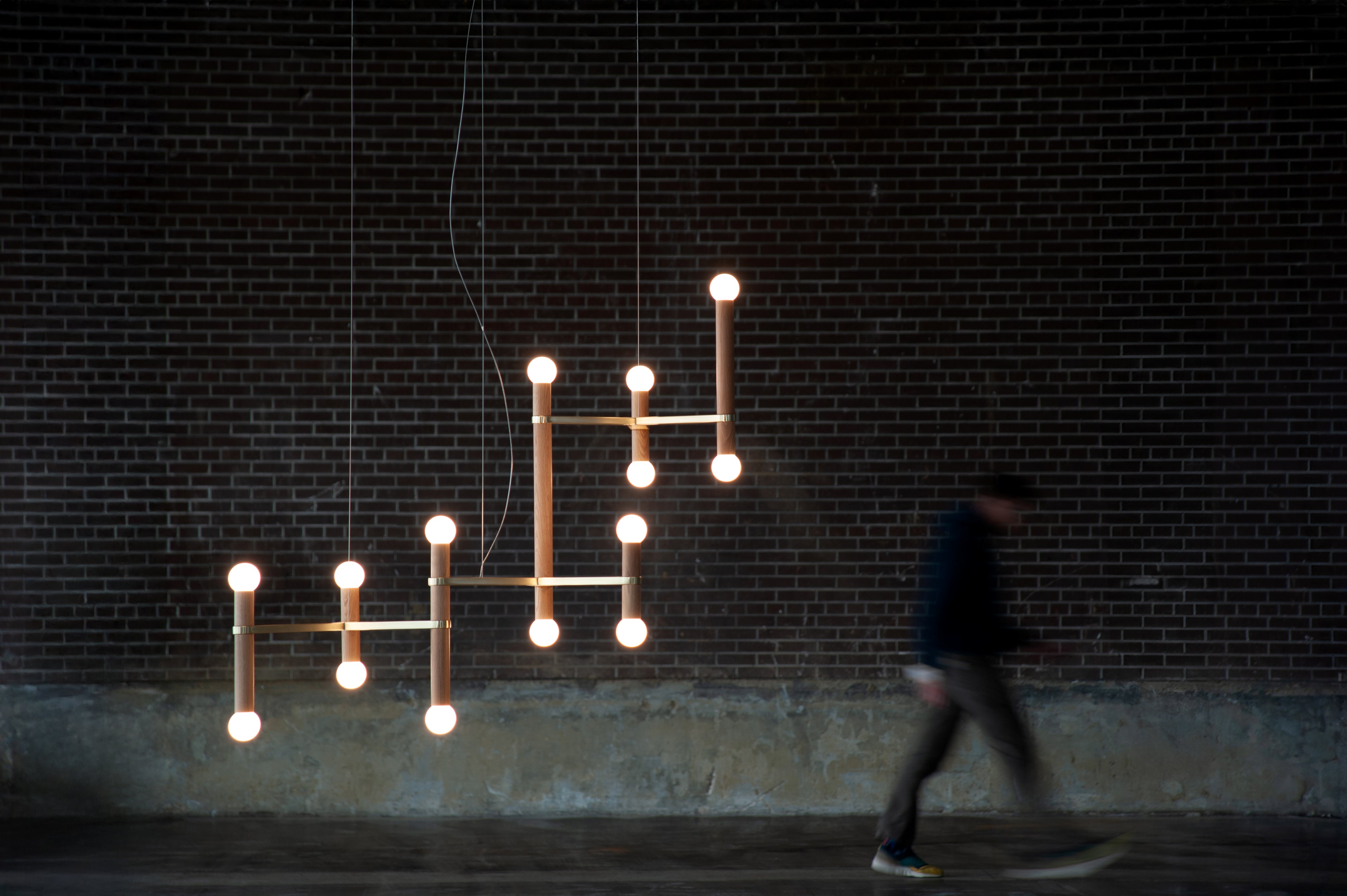 hollis morris molecule 3y w.oak natural brass brick wall on