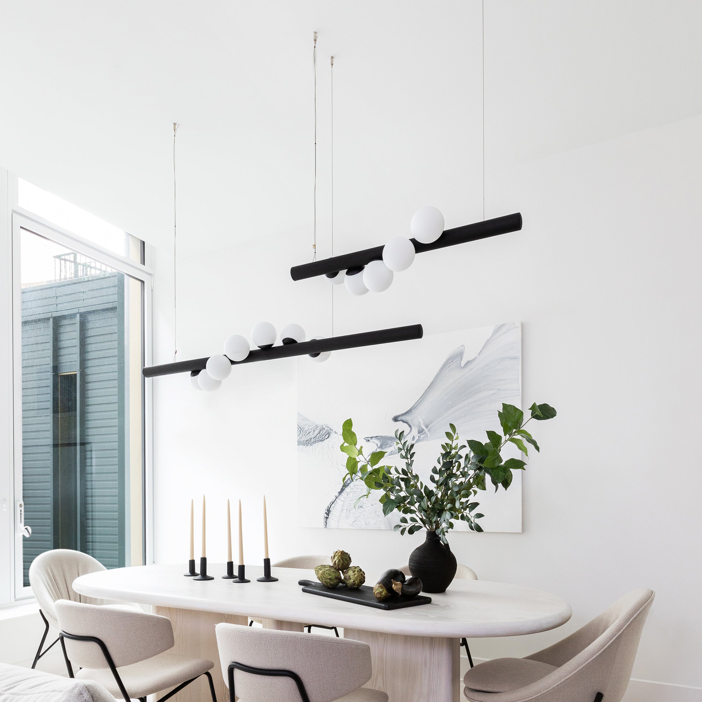 hollis morris willow horizontal pendant w.oak black Soeur Interiors