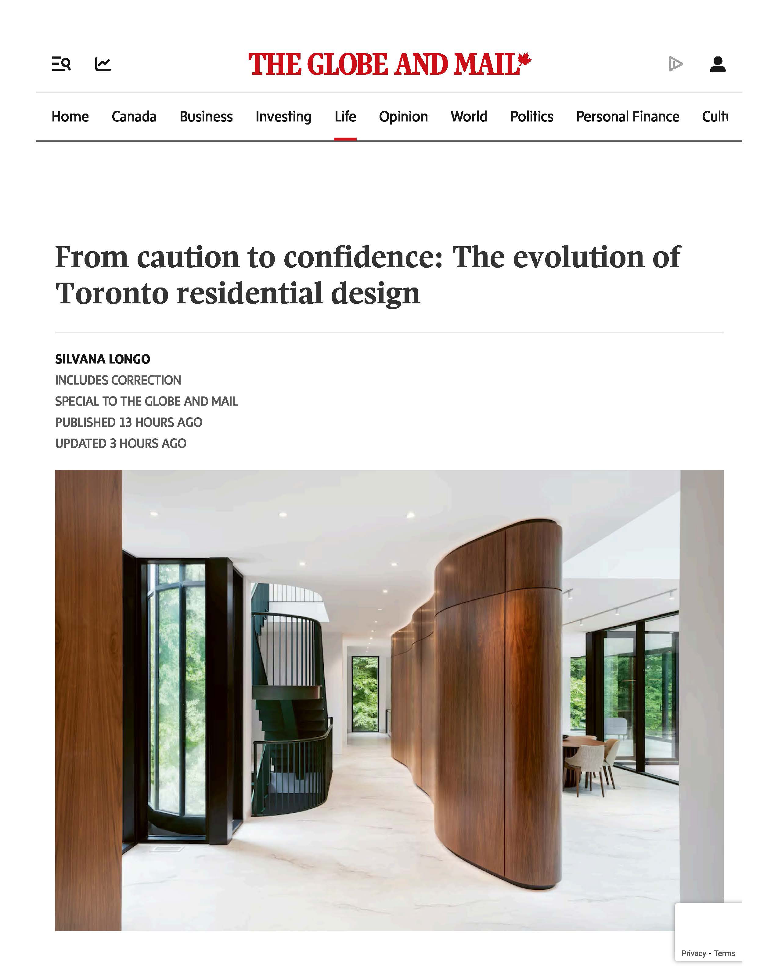 Globe and mail toronto residential design