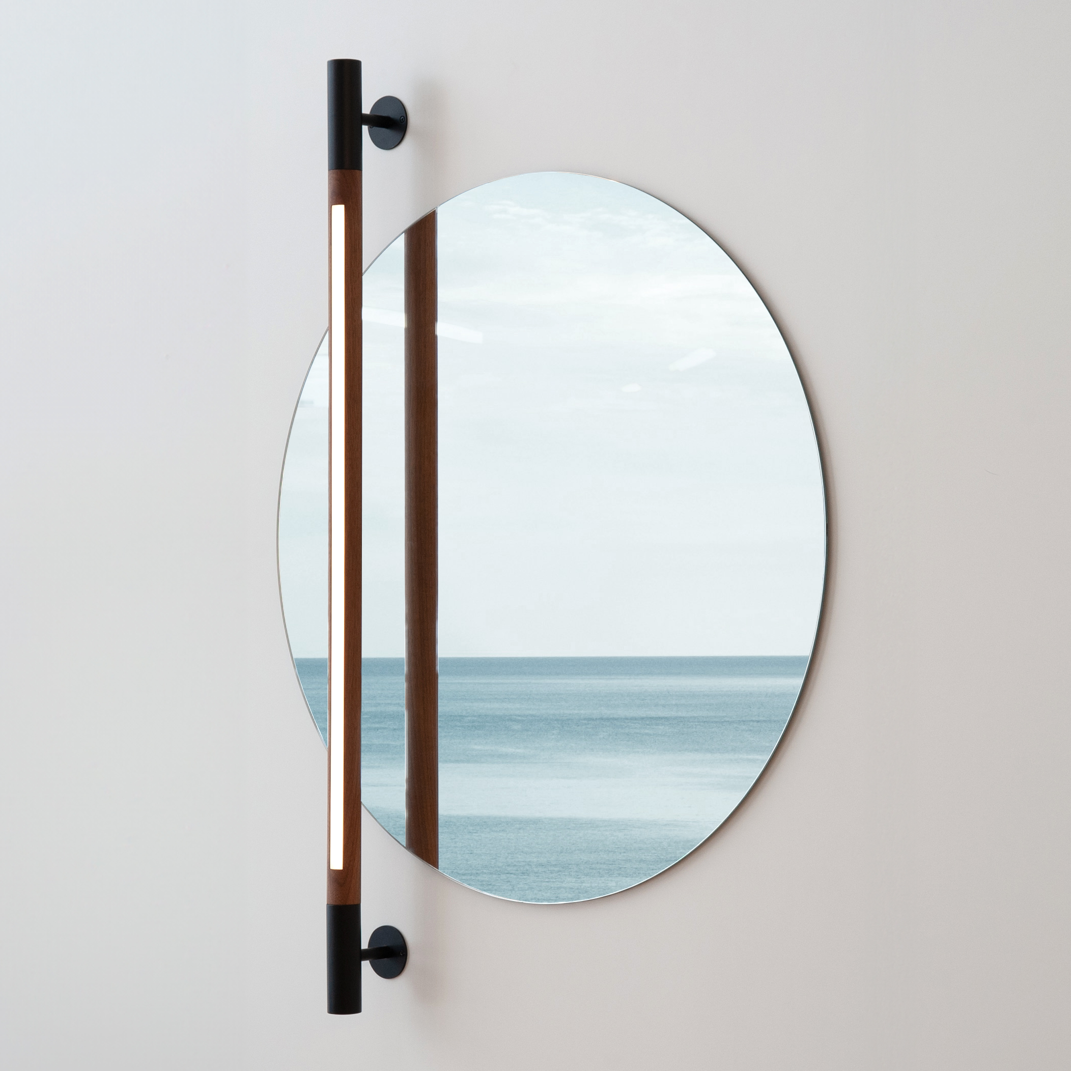 hollis morris Bennington Standard Sconce 4 foot walnut stainless vertical mirror
