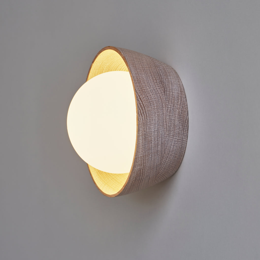 hollis morris berm orb sconce w.oak white on