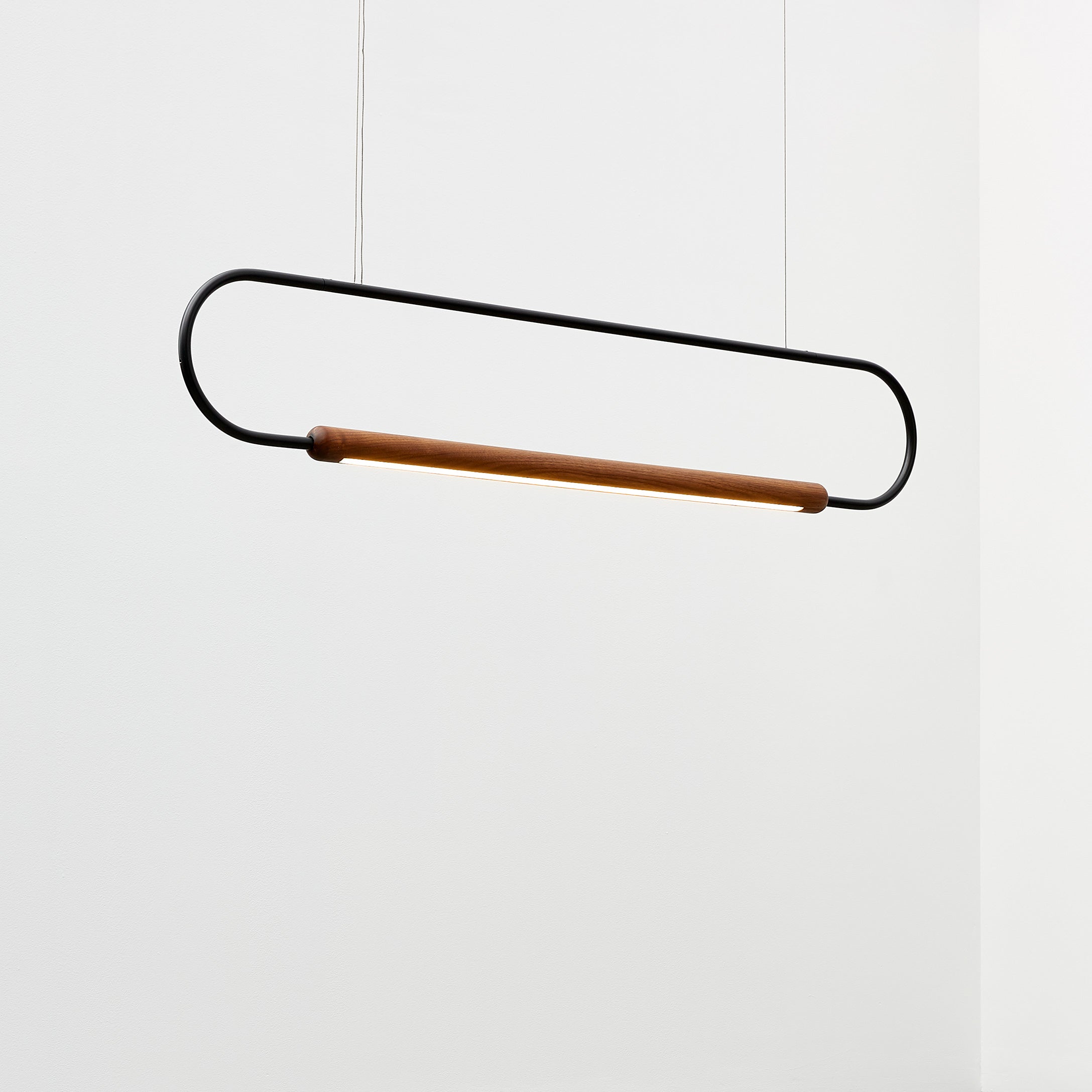 hollis morris link horizontal pendant walnut black illuminated