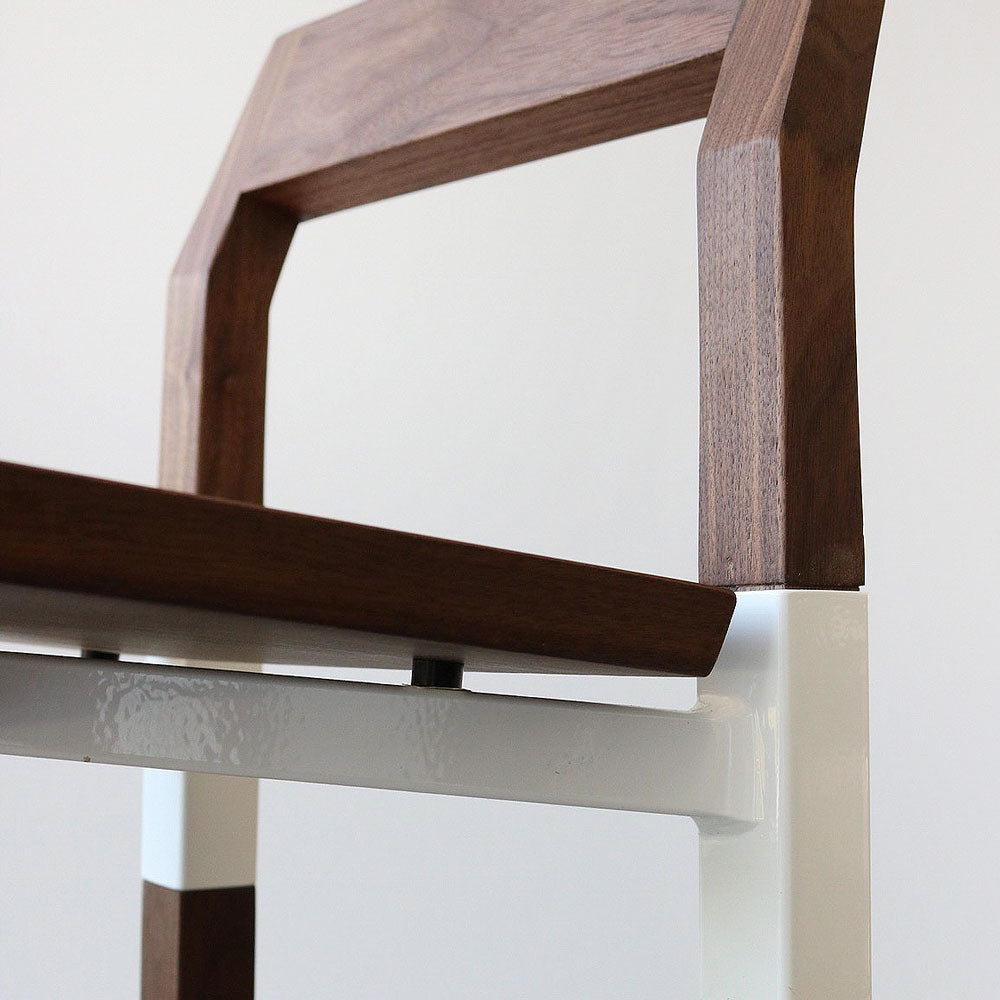 hollis morris parkdale counter stool walnut white detail