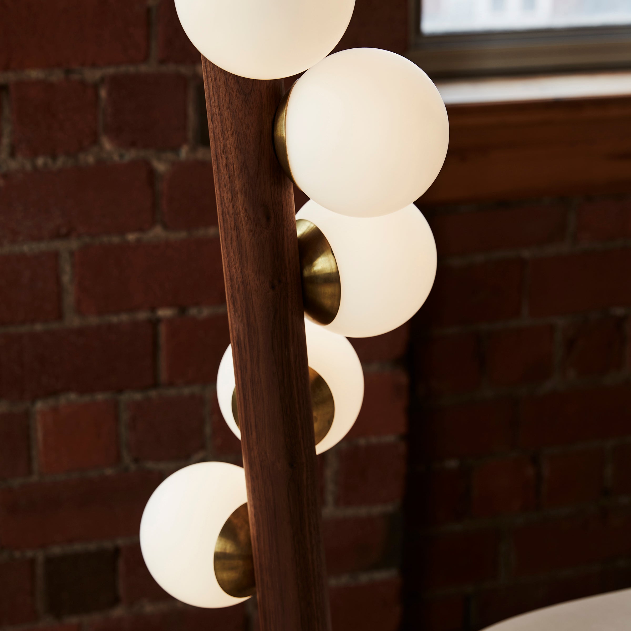 hollis morris willow floor light walnut brass detail