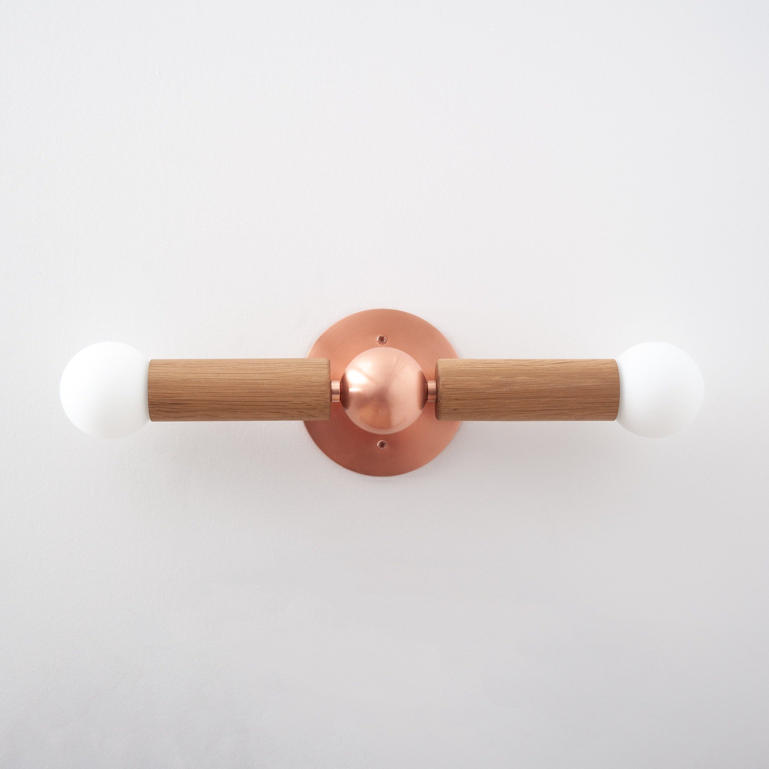 hollis morris constellation wall light w.oak natural copper