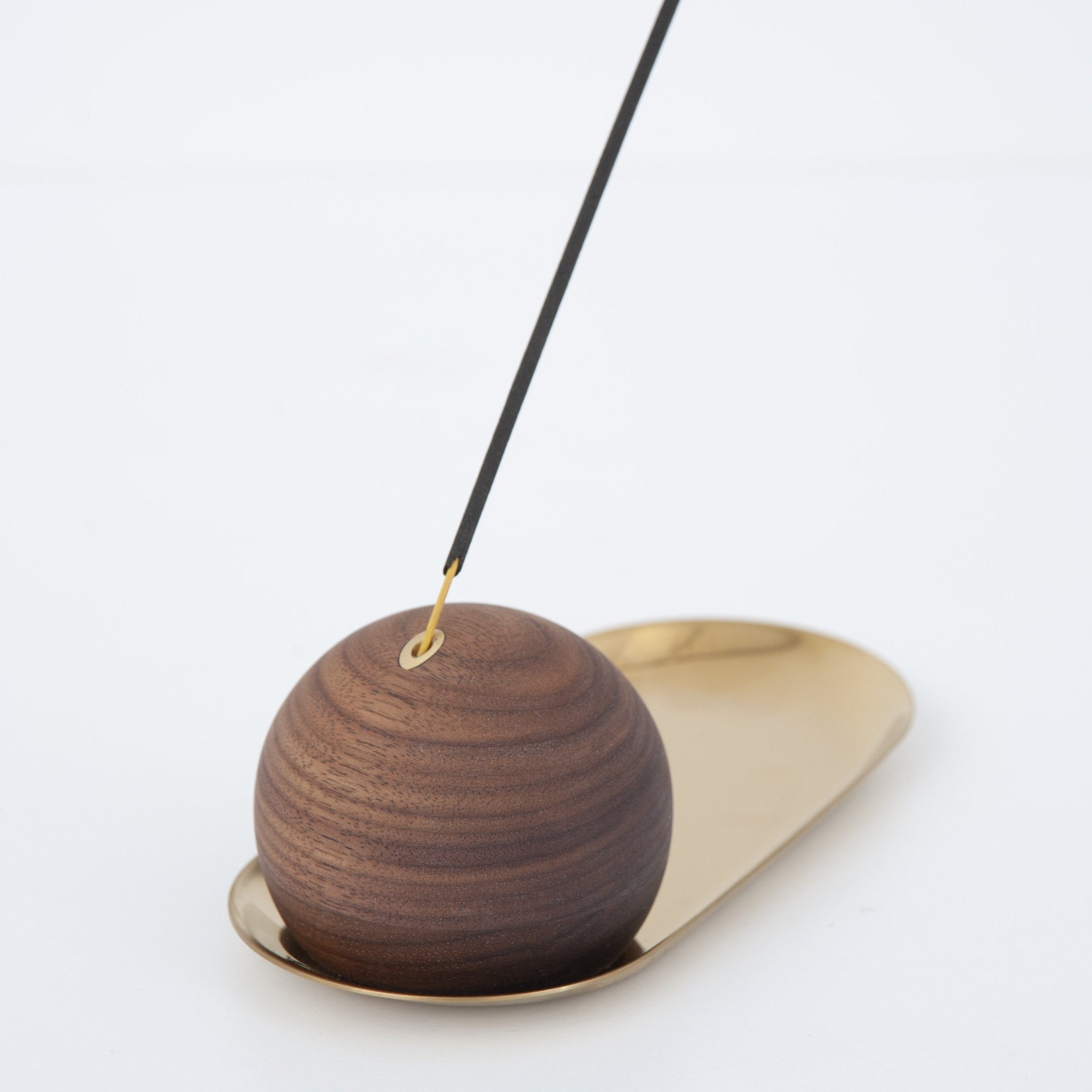 hollis morris drop incense holder walnut brass detail