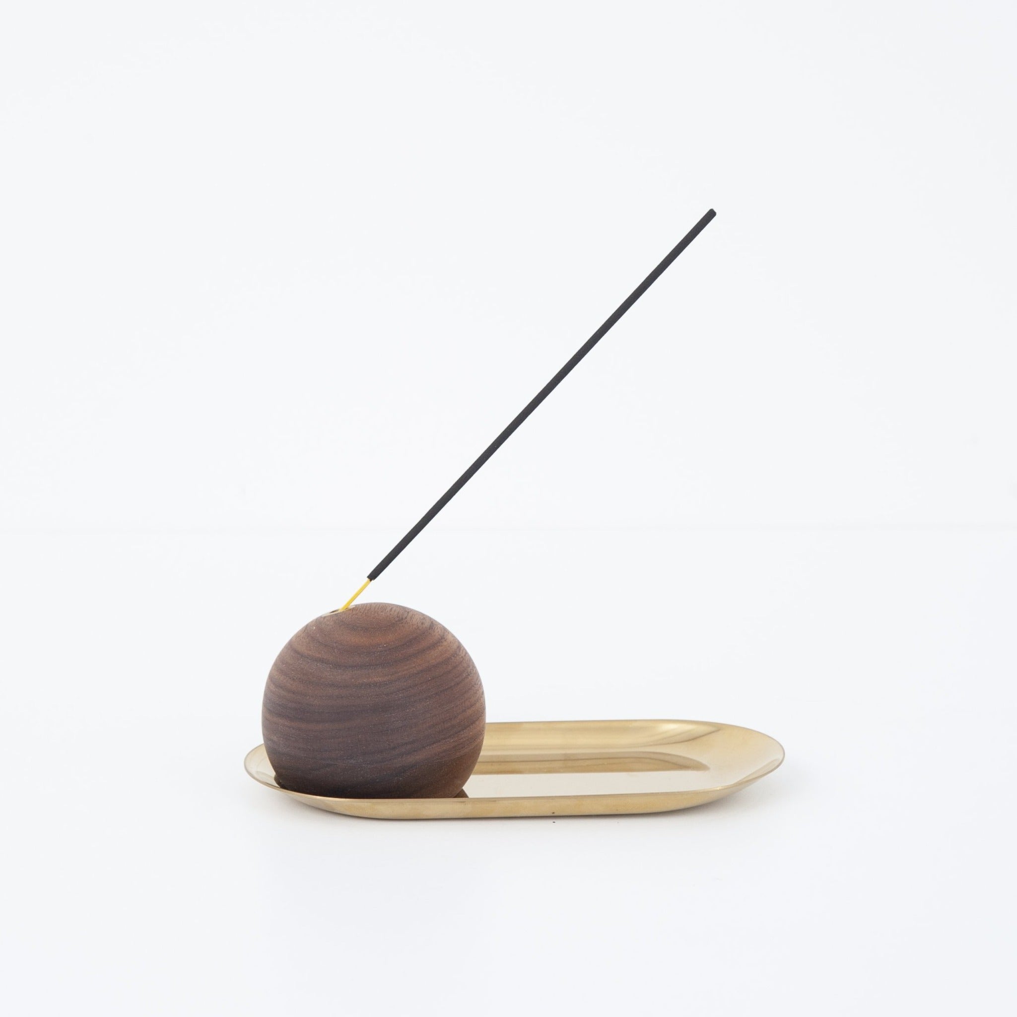 hollis morris drop incense holder walnut brass side