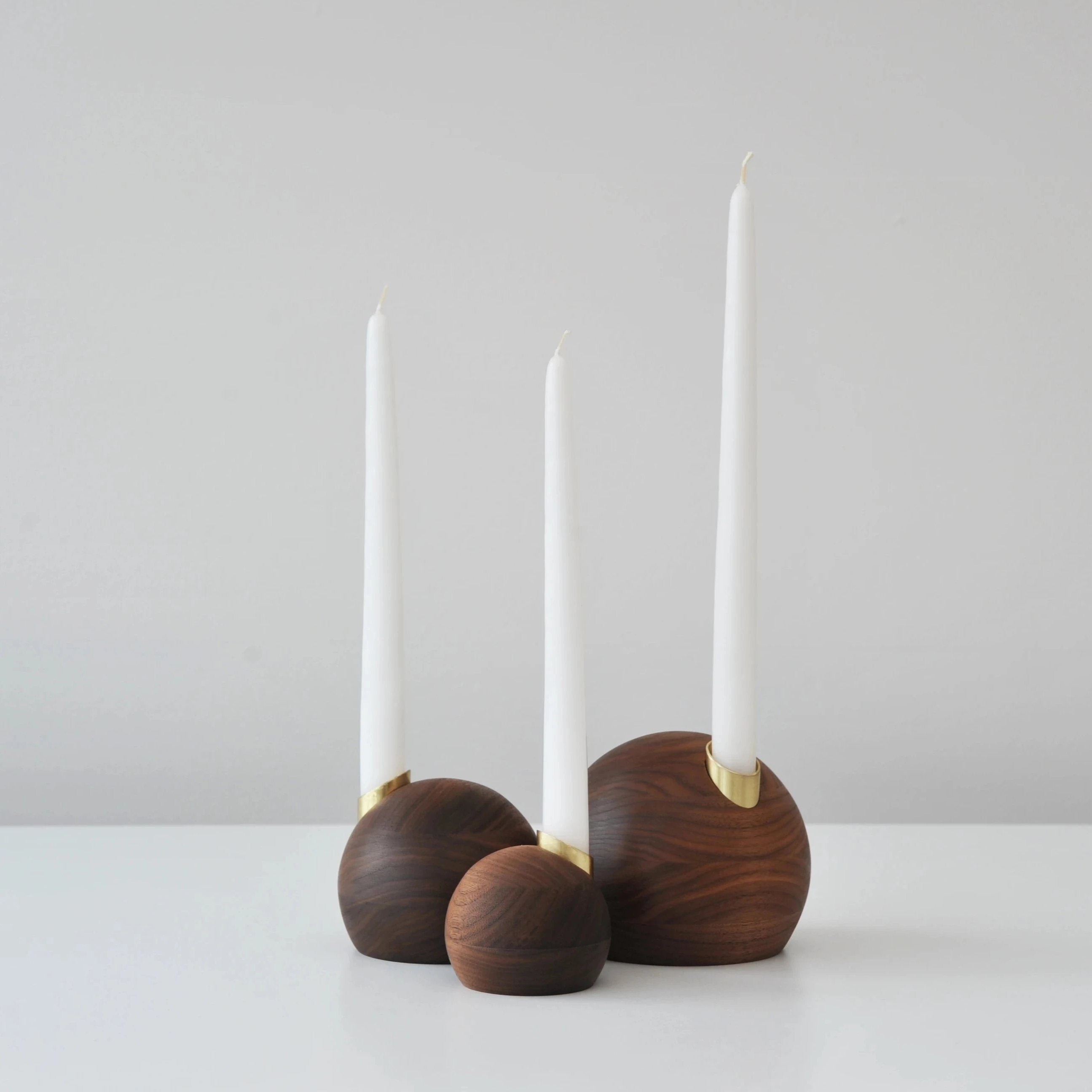 hollis morris pebble candle holder walnut brass